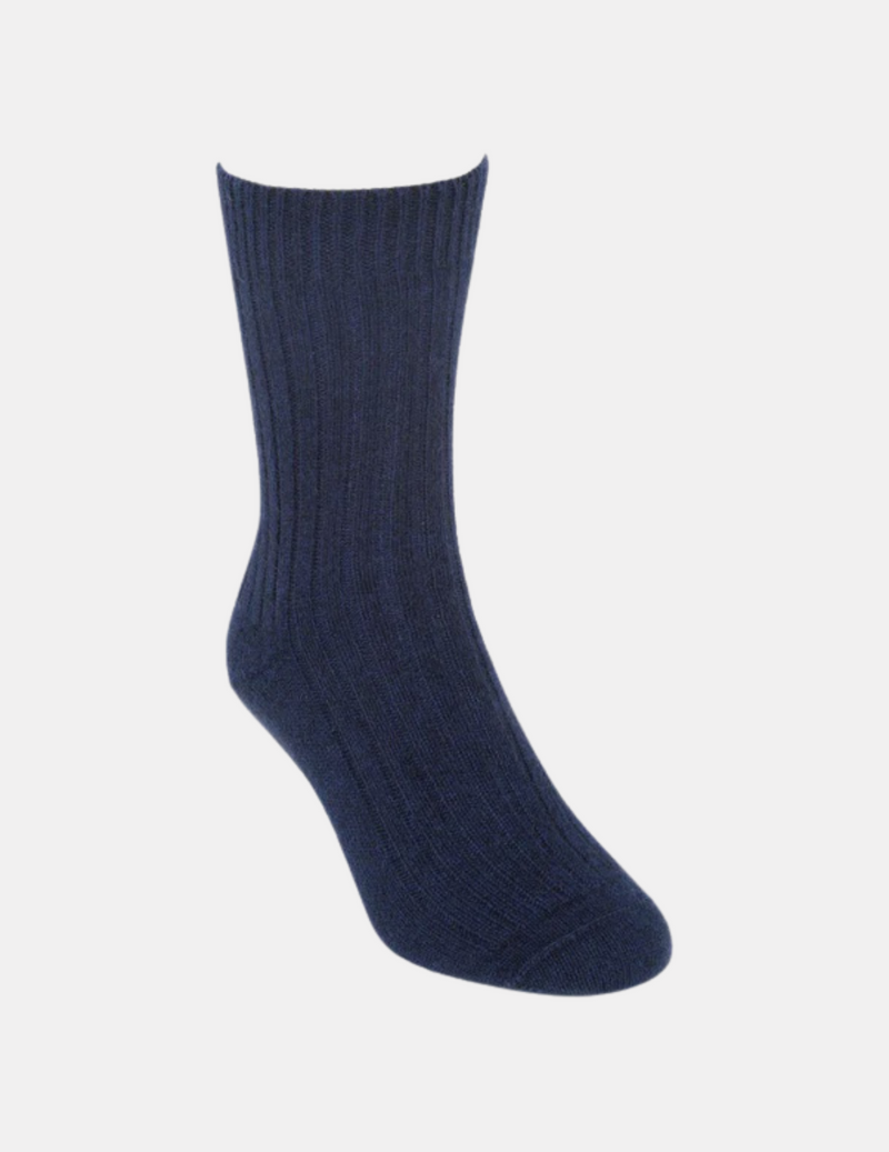 Merino Possum Ribbed Socks - Midnight