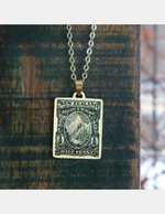 Aoraki Mt Cook Vintage Stamp Necklace