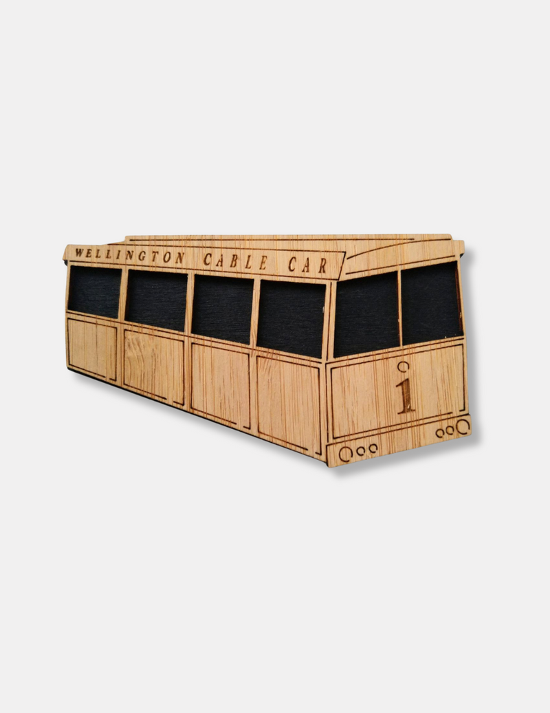 Cable Car Bamboo and Wood Magnet