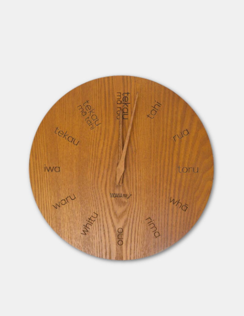 Te Reo Maori Clock - Dark Wood