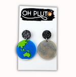 Earth and Moon Asymmetrical Earrings