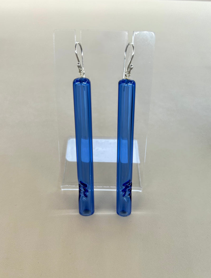 Long Tube Earrings - Cobalt