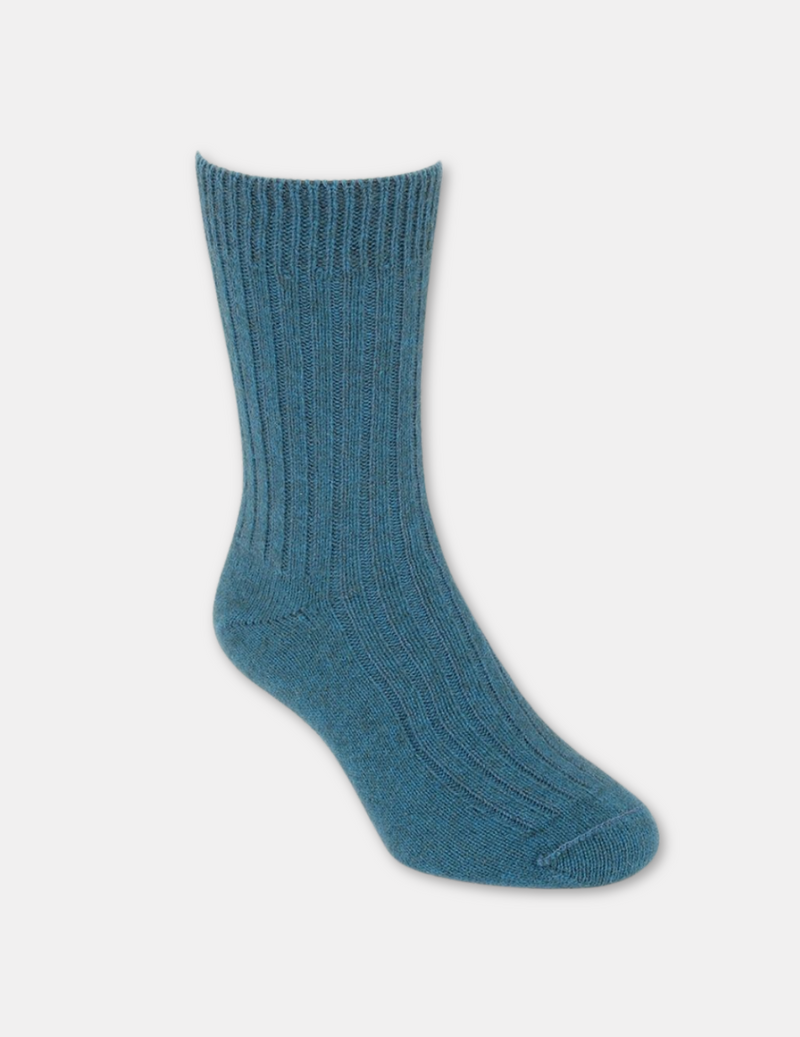 Merino Possum Ribbed Socks - Teal