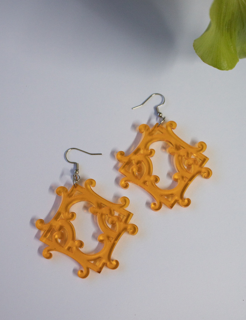 Hononga - Orange Translucent Earrings