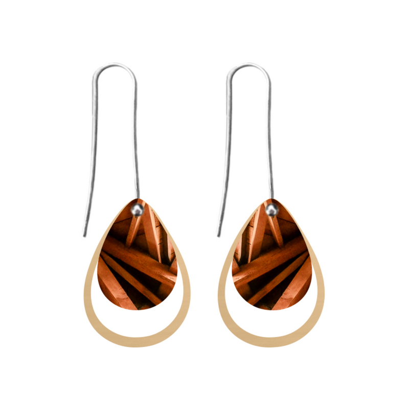 Wellington Museum Neutral Layered Iconic Outline Long Drop Earrings