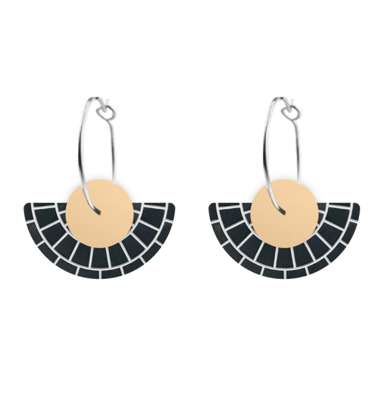 Wellington Museum Monochrome Layered Small Moon Hoop Earrings