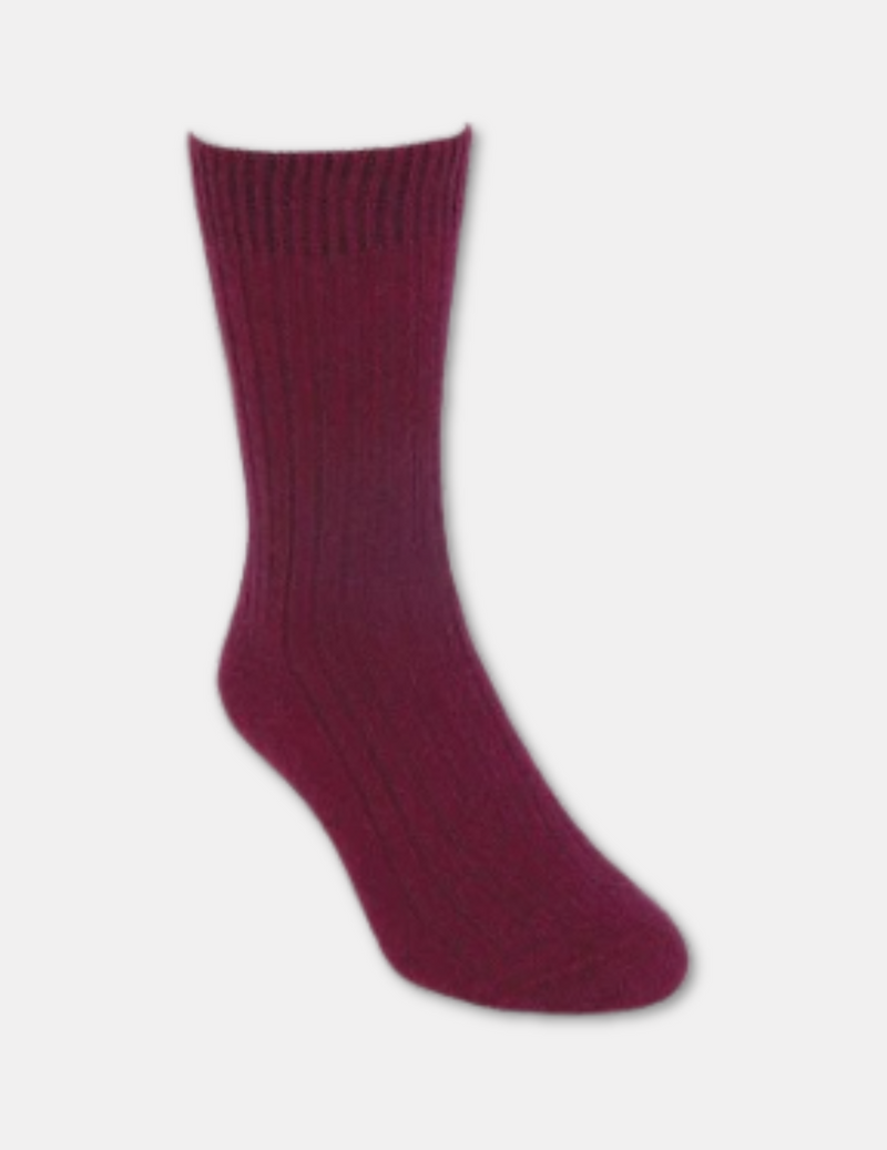 Merino Possum Ribbed Socks - Berry