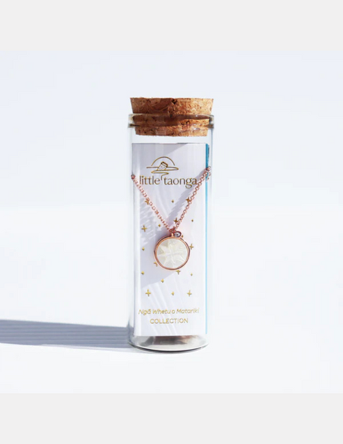 Matariki Star Necklace - Rose Gold with Mother of Pearl