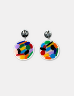 Petri Dish Earrings with Tiny Microbes