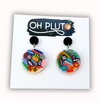 Petri Dish Earrings with Tiny Microbes