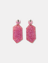 Pink Glitter Acrylic Crystal Geometry Earrings