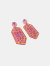 Pink Glitter Acrylic Crystal Geometry Earrings