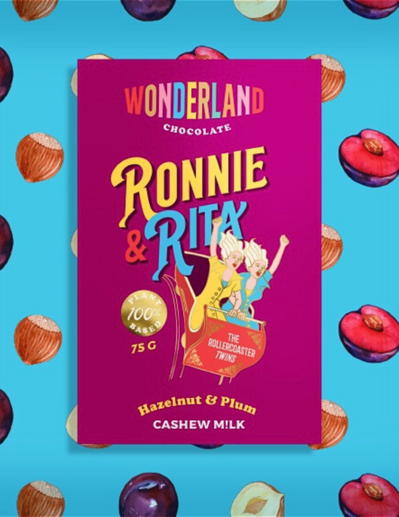 Ronnie & Rita the Rollercoaster Twins Hazelnut & Plum Cashew Milk Chocolate