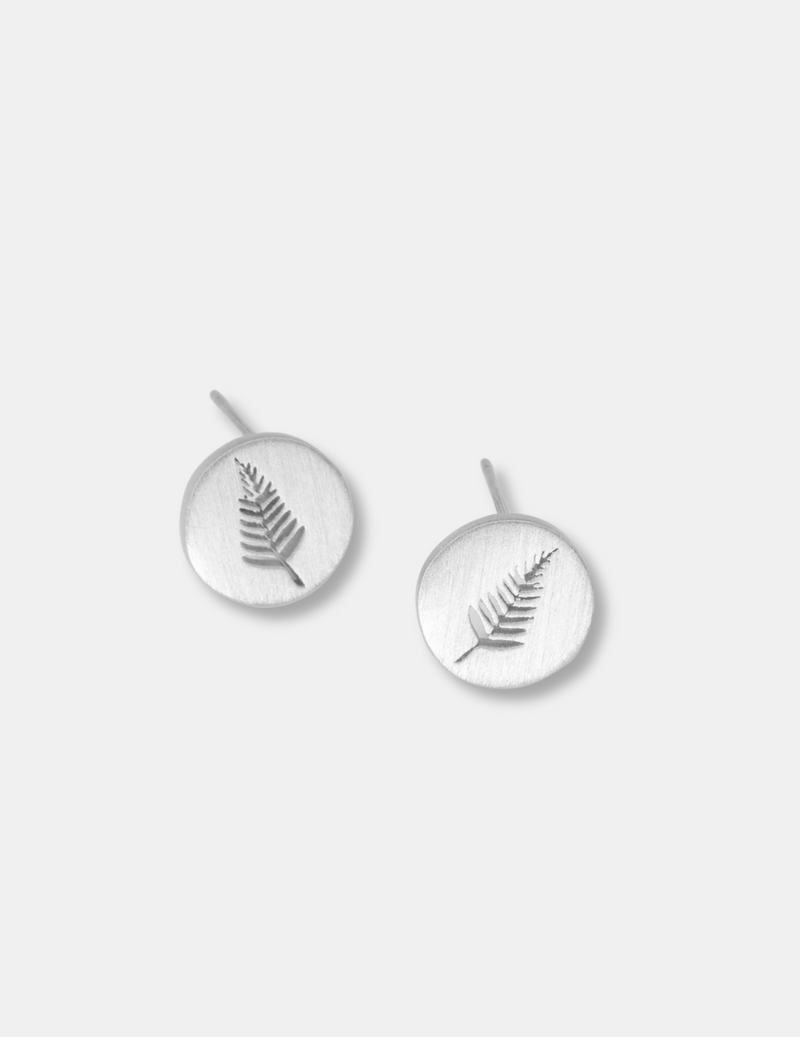 Silver Fern Coin Earrings