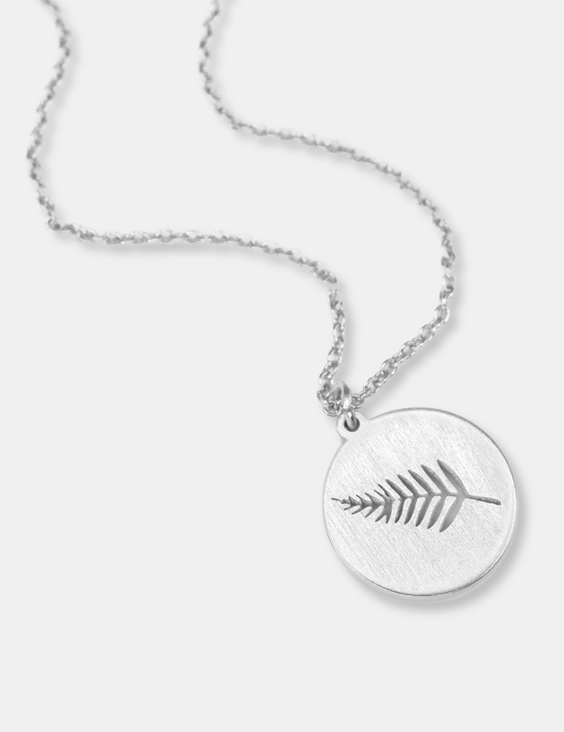 Silver Fern Coin Necklace