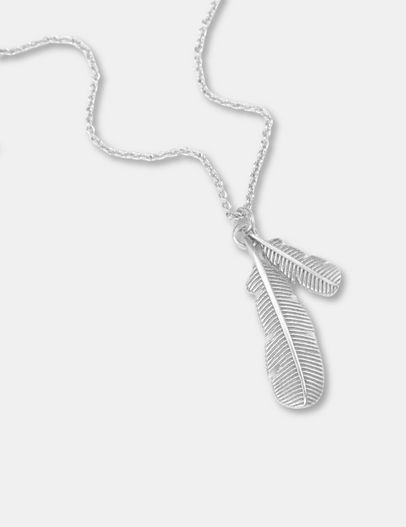 Silver Huia Feather Necklace