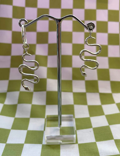 Snake Friend Earrings - Silver pair