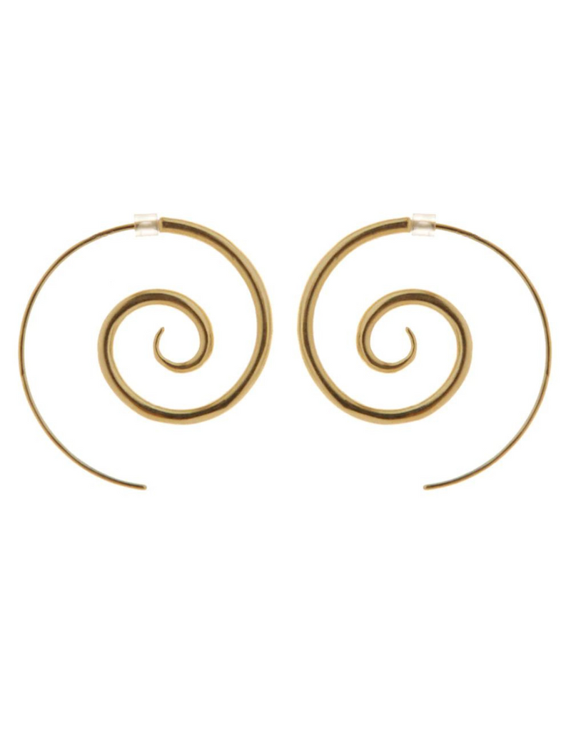 Large Gold Plated Spiral Earrings
