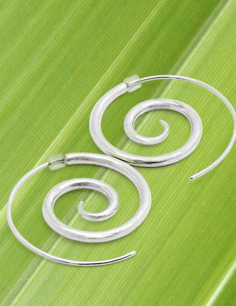 Large Silver Spiral Earrings