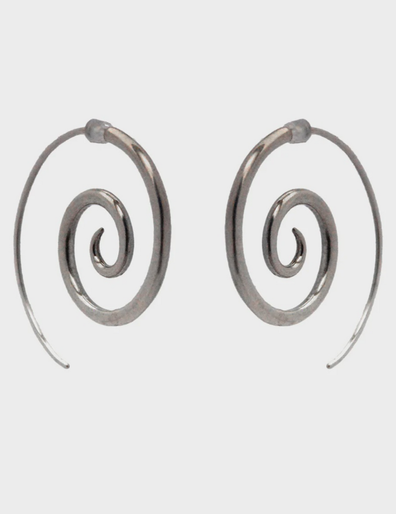 Large Silver Spiral Earrings