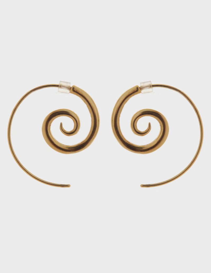 Medium Gold Plated Spiral Earrings