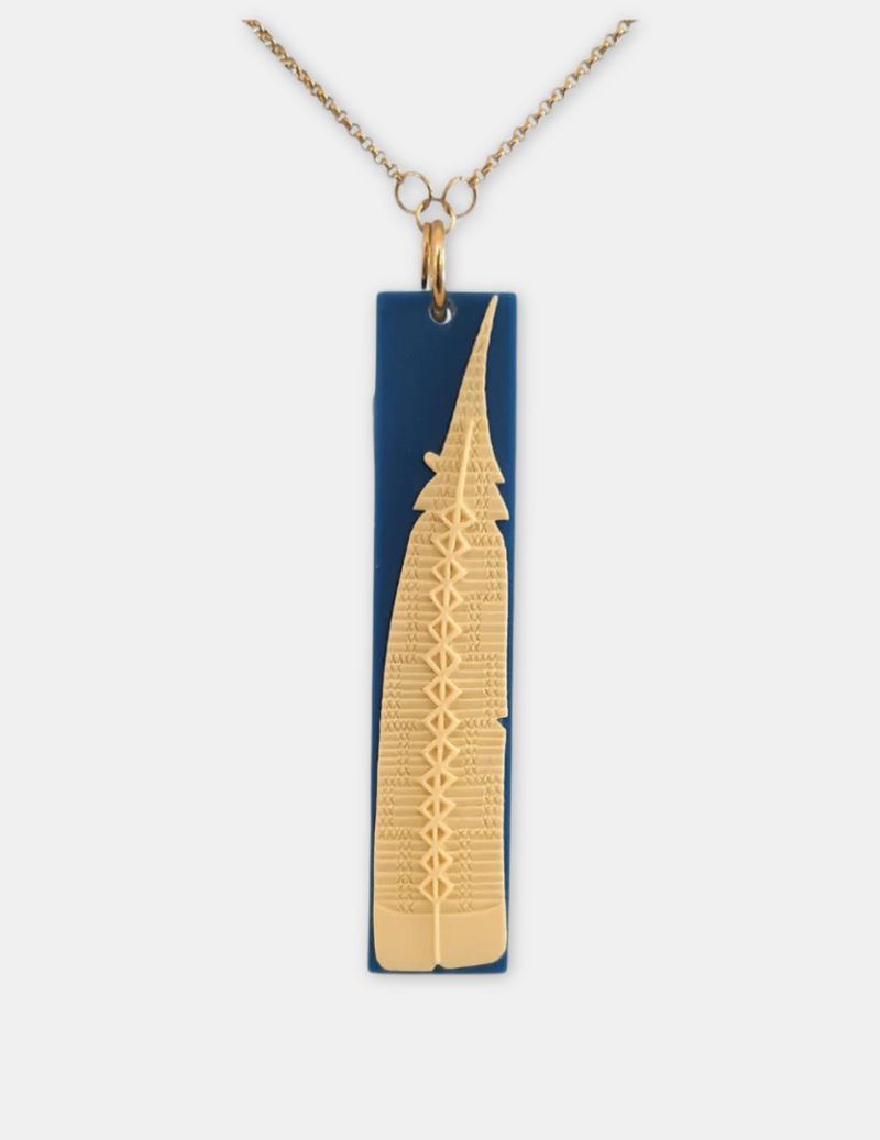 Huia Feather Necklace - Blue