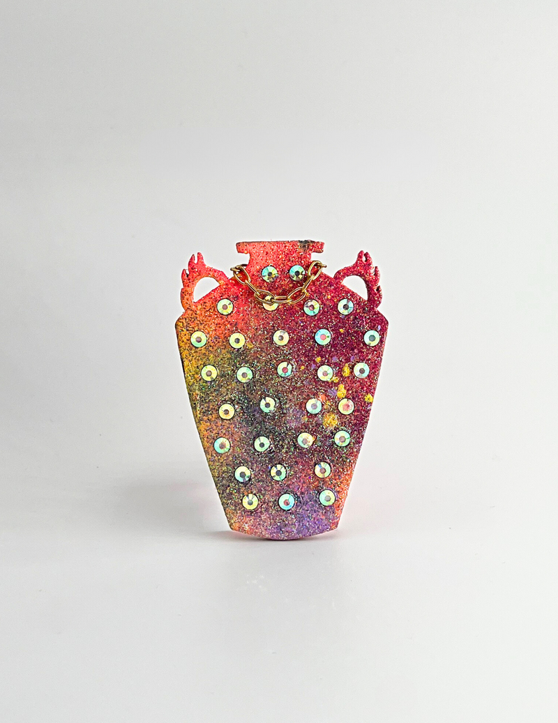 Turbo Croc Vase Brooch - Glitter with Rhinestones