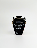 Turbo Croc Vase Brooch - S Print with Chains