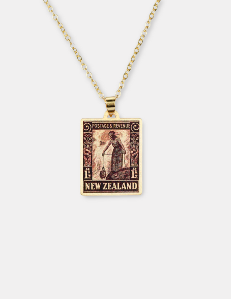 Wahine Tunu Kai Vintage Stamp Necklace