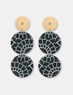 Wellington Museum Monochrome Layered Tria Circle  Stud Earrings