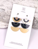 Wellington Museum Monochrome Layered Trinity Moon  Hoop Earrings