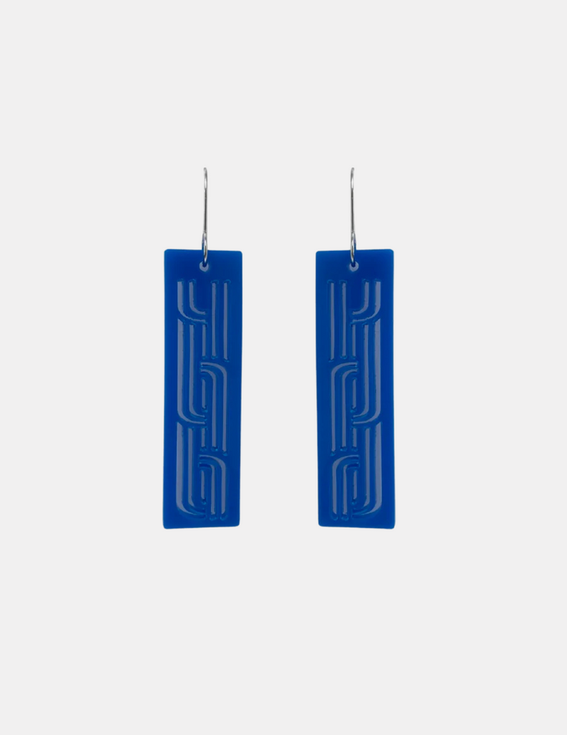 Whakarare Rectangle Earrings - Blue
