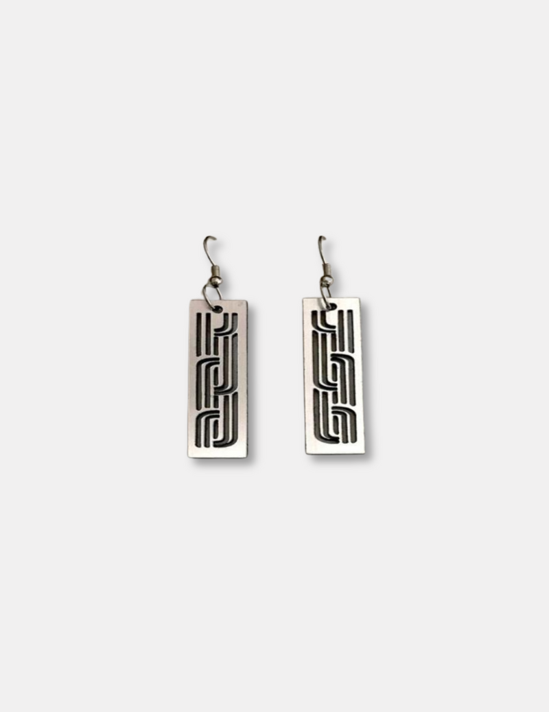 Whakarare Rectangle Earrings - Silver