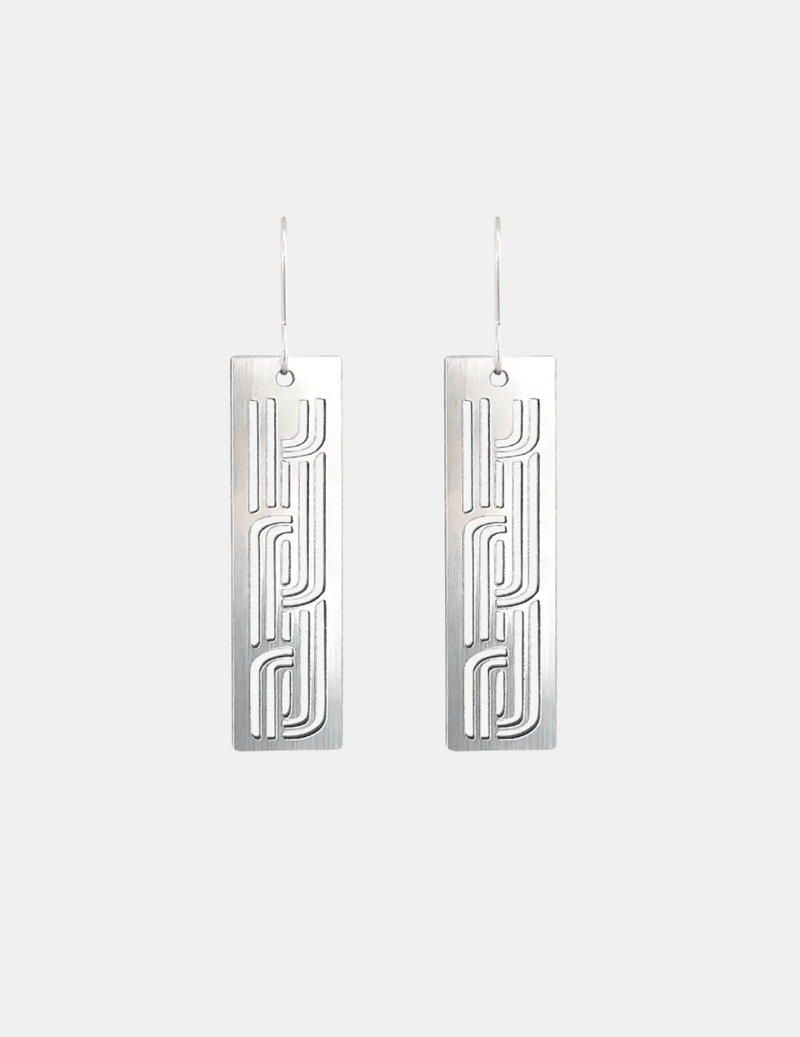 Whakarare Rectangle Earrings - Silver