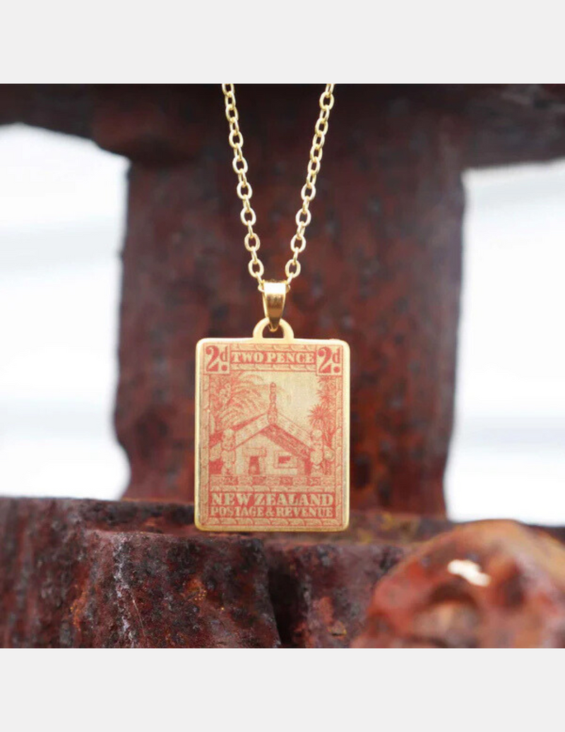 Whare Vintage Stamp Necklace
