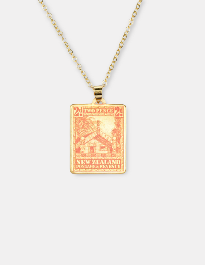 Whare Vintage Stamp Necklace