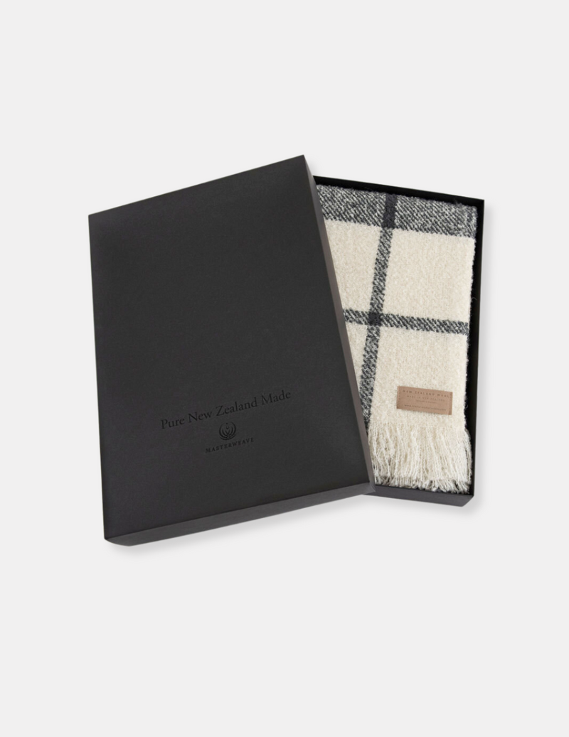 Wool Twill Throw Blanket - Block Check
