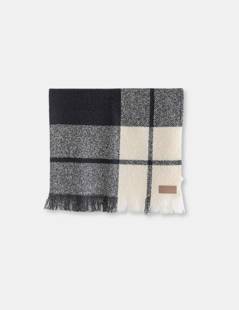 Wool Twill Throw Blanket - Block Check