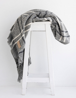 Wool Twill Throw Blanket - Grey Window Check