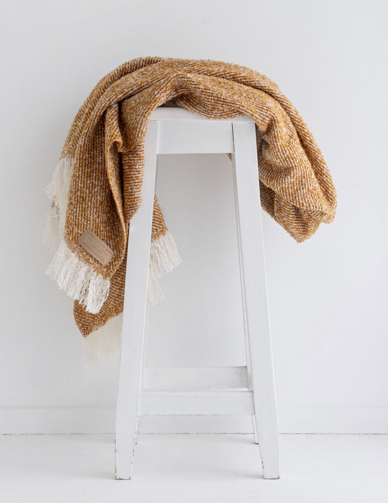 Wool Twill Throw Blanket - Mustard