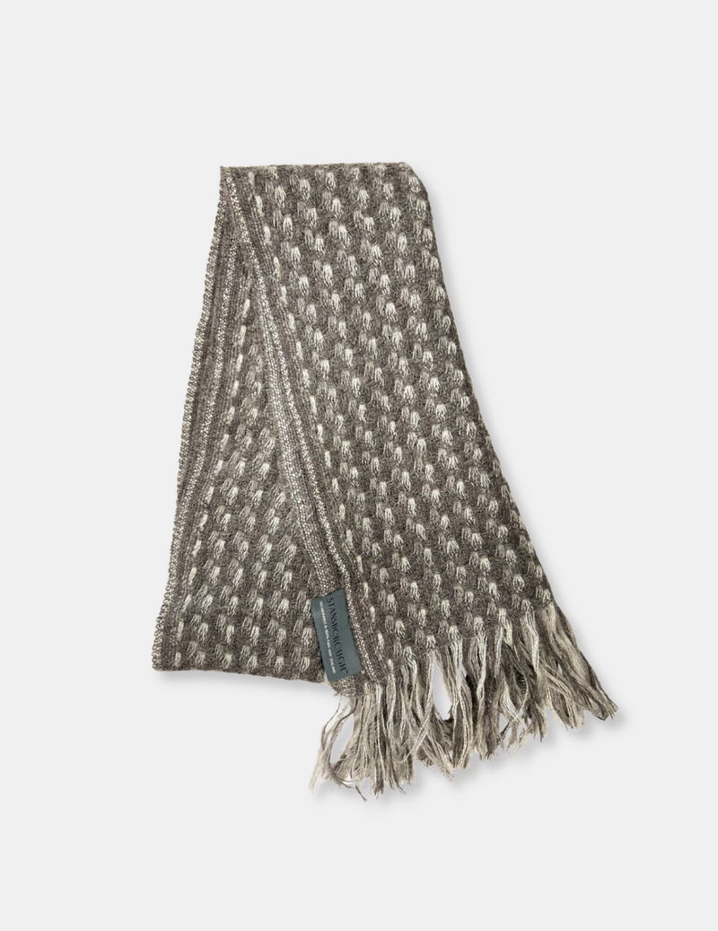 Wool Scarf - Grey Patterned