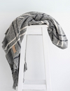 Wool Twill Throw Blanket - Grey Window Check