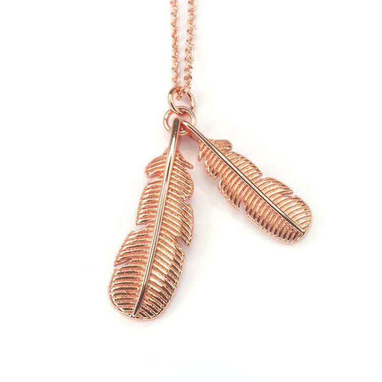 Rose Gold Huia Feather Necklace