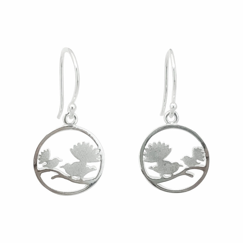 Sterling Silver Fantail Circle Earrings