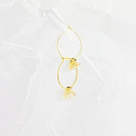 Gold Plated Glass Flower Hoop Earrings - Yellow