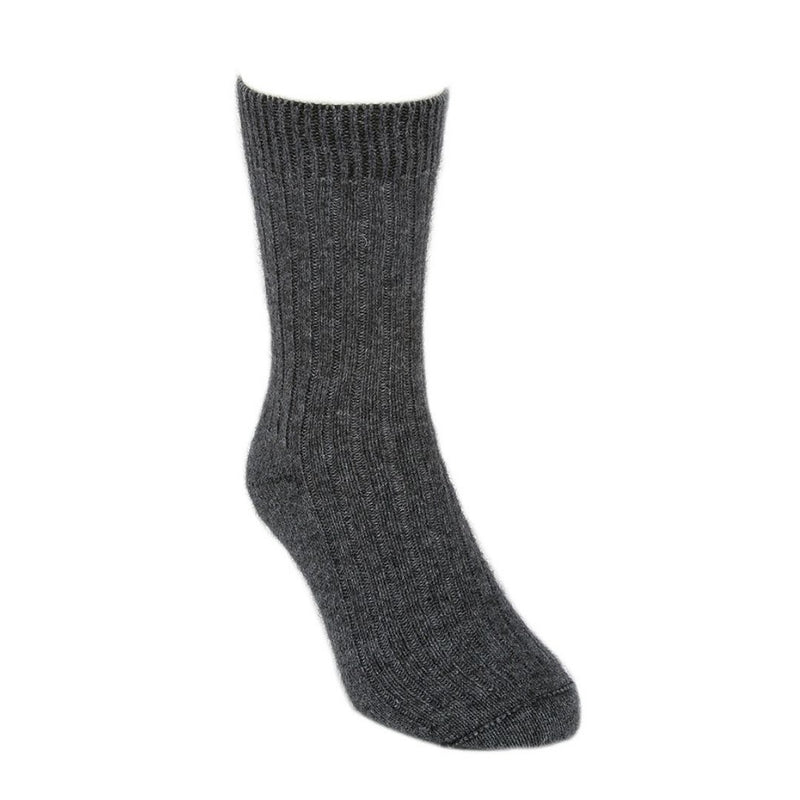 Merino Possum Ribbed Socks - Charcoal