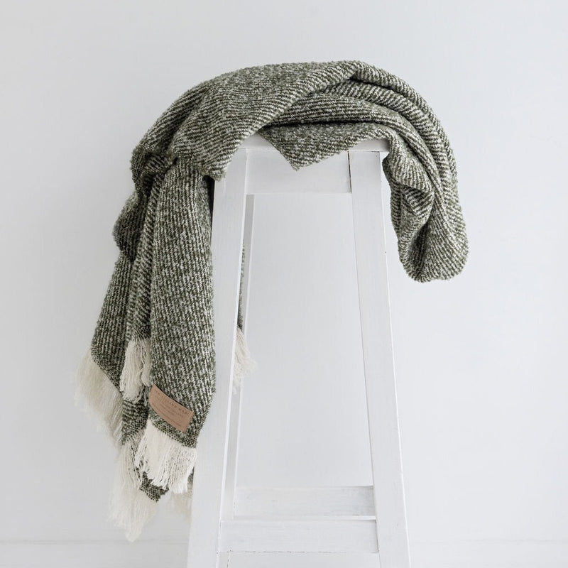 Wool Twill Throw Blanket - Moss