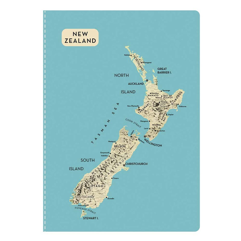 NZ Map Notebook - Aqua
