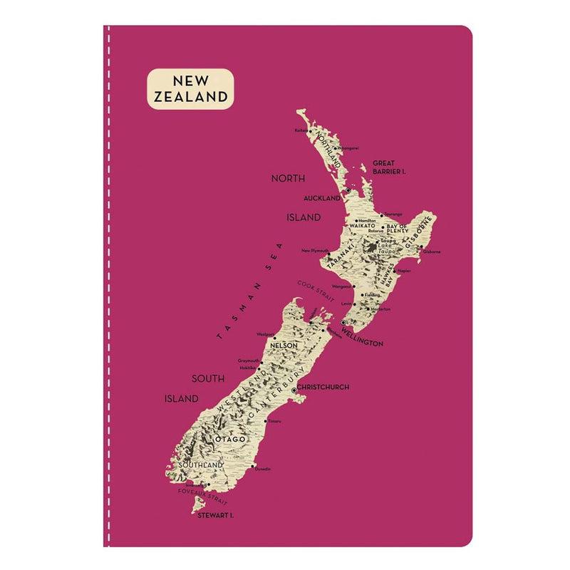 NZ Map Notebook - Pink