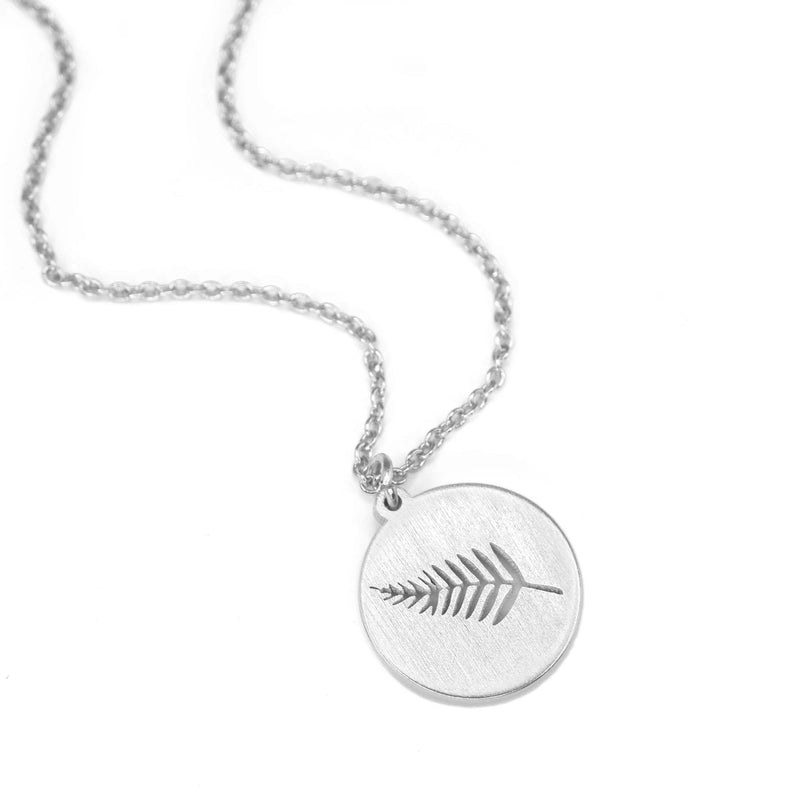 Silver Fern Coin Necklace